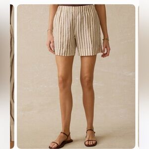 Faherty Striped Tan and White Women's Shorts
